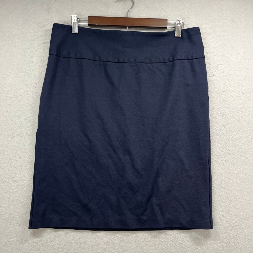 ISDA & CO Pencil Skirt Womens L‎ Navy Blue Stretch Pull On Professional Office